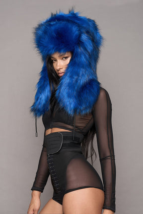 NAMILIA VIP Faux Fur Hat - Blue, s