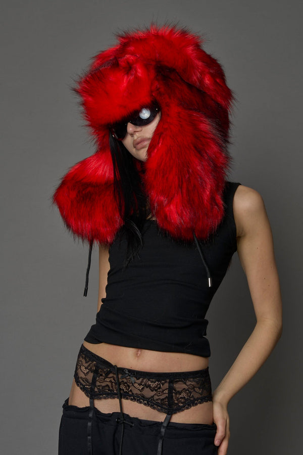 NAMILIA Vip Faux Fur Hat - RED, s - RED