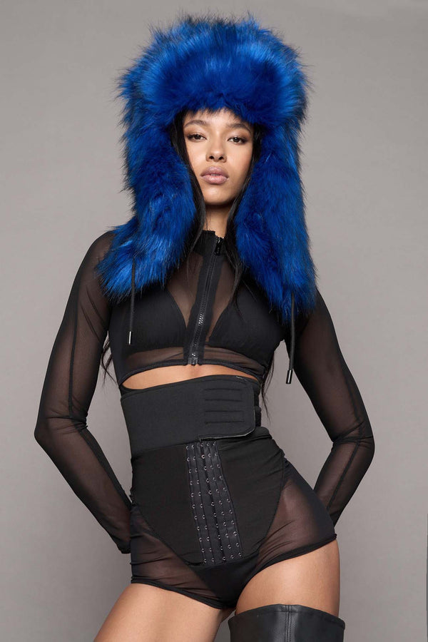 NAMILIA VIP Faux Fur Hat - Blue, s - Blue