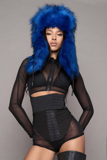 NAMILIA VIP Faux Fur Hat - Blue, s