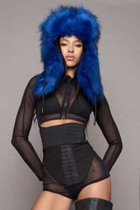 NAMILIA VIP Faux Fur Hat - Blue, s