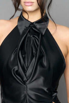 NAMILIA Vulva satin blouse - BLACK, xs