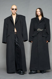 NAMILIA Wool Elongated Blazer Coat - BLACK, s