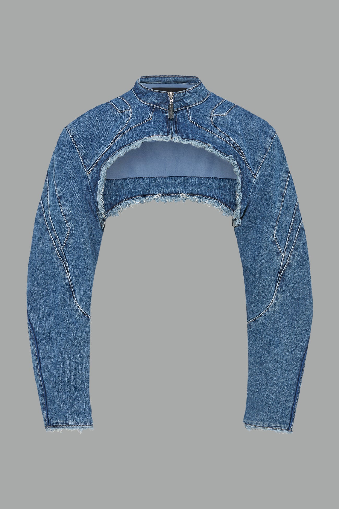 NAMILIA XTC Denim Choker Jacket - BLUE WASHED, xs
