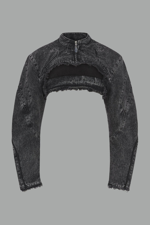 NAMILIA XTC Denim Choker Jacket - BLACK WASHED, xs - BLACK WASHED