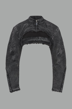 NAMILIA XTC Denim Choker Jacket - BLACK WASHED, xs