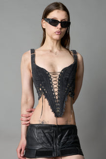 NAMILIA XTC Denim Corset - BLACK-WASHED , xs