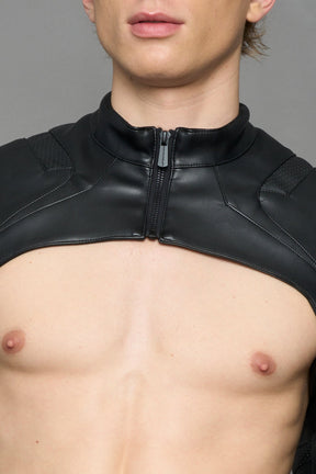 NAMILIA XTC Leather Choker Jacket - BLACK WHITE, xs