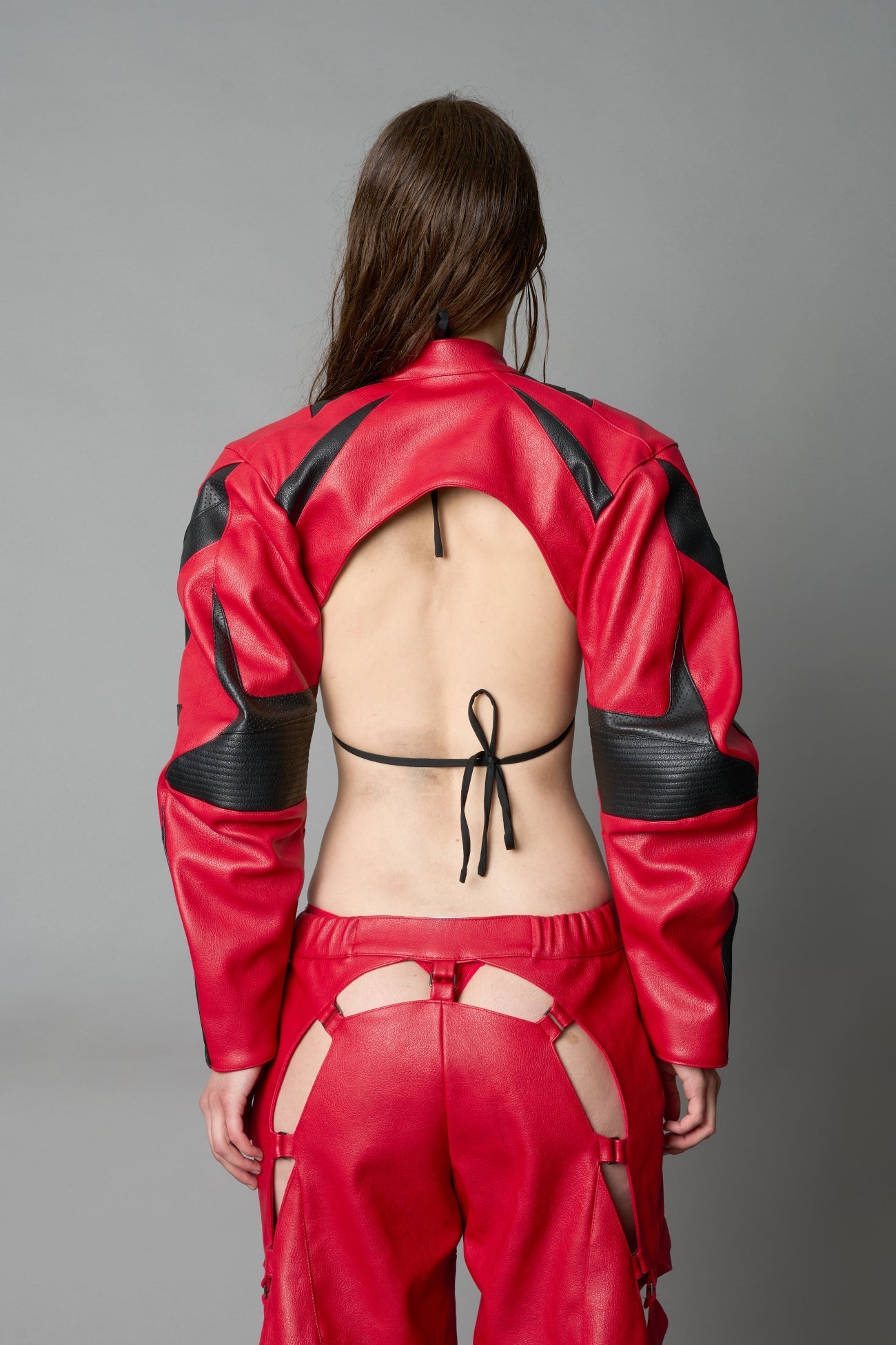 NAMILIA XTC Leather Choker Jacket - RED, xs