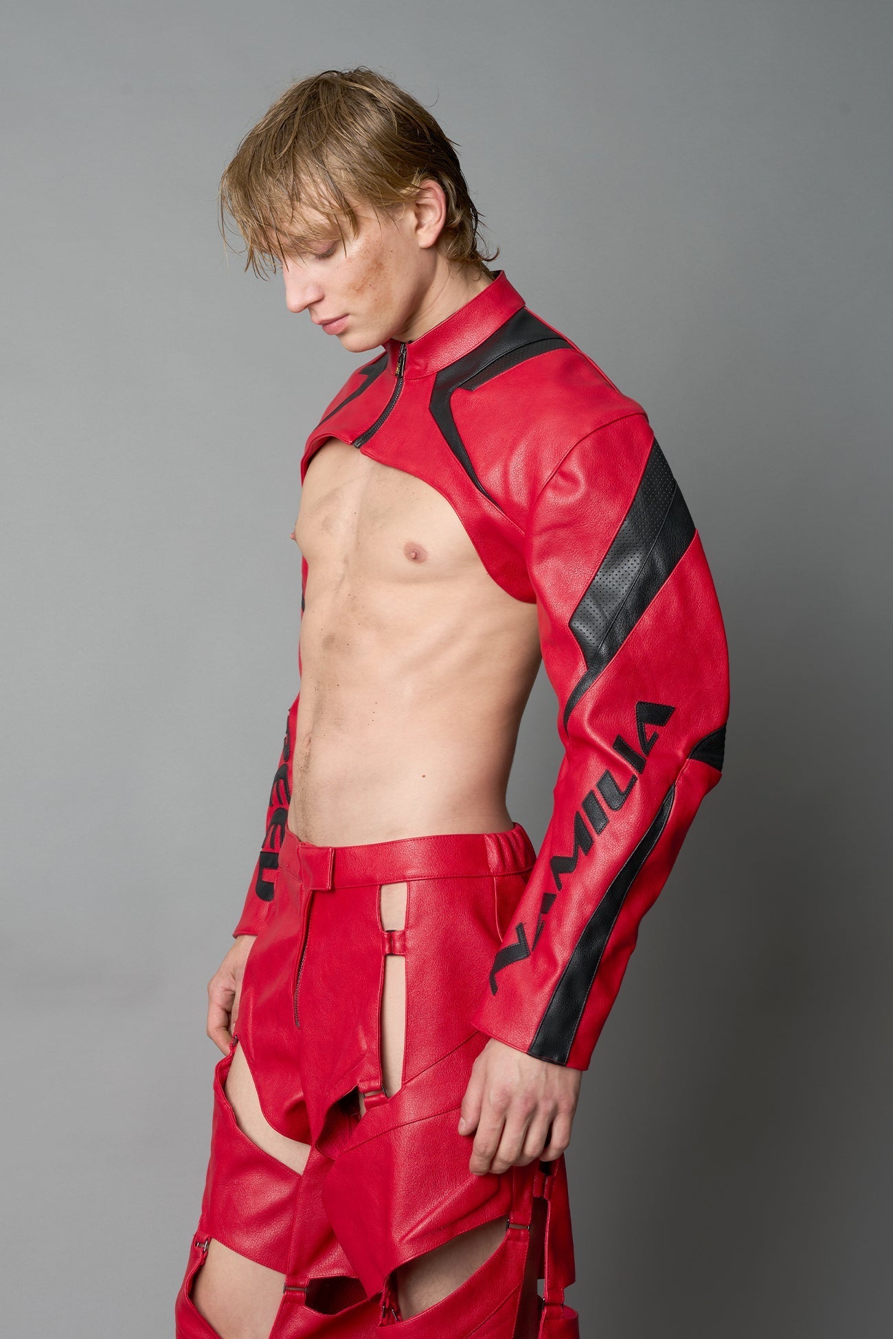 NAMILIA XTC Leather Choker Jacket - RED, xs