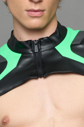 NAMILIA XTC Leather Choker Jacket - BLACK GREEN, xs
