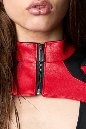NAMILIA XTC Leather Choker Jacket - RED, xs