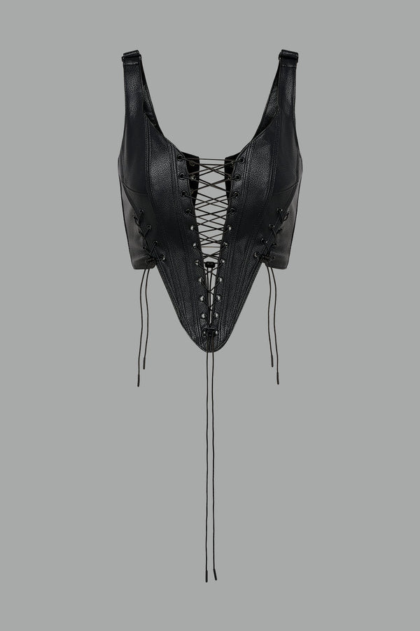 NAMILIA XTC Leather Corset - BLACK, xs - BLACK