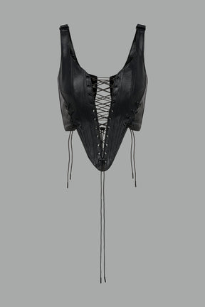 NAMILIA XTC Leather Corset - BLACK, xs