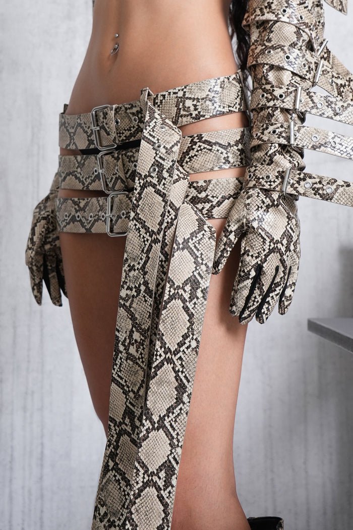 NAMILIA belt mini skirt - snake, xs