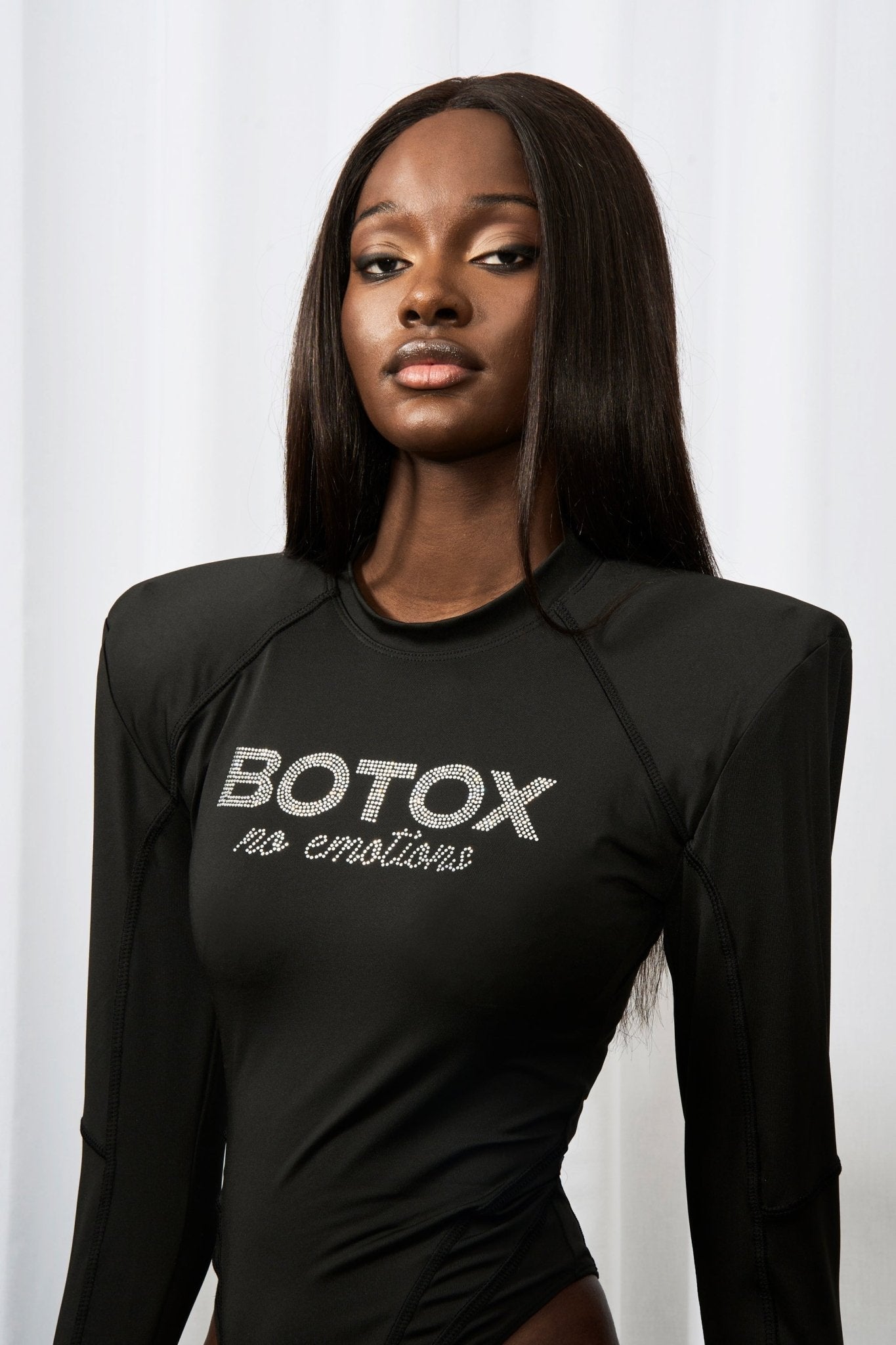 NAMILIA Crystal Botox Bodysuit - Black, xs