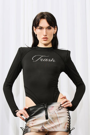 NAMILIA Crystal Trash Bodysuit - Flat Panty - Black, xs