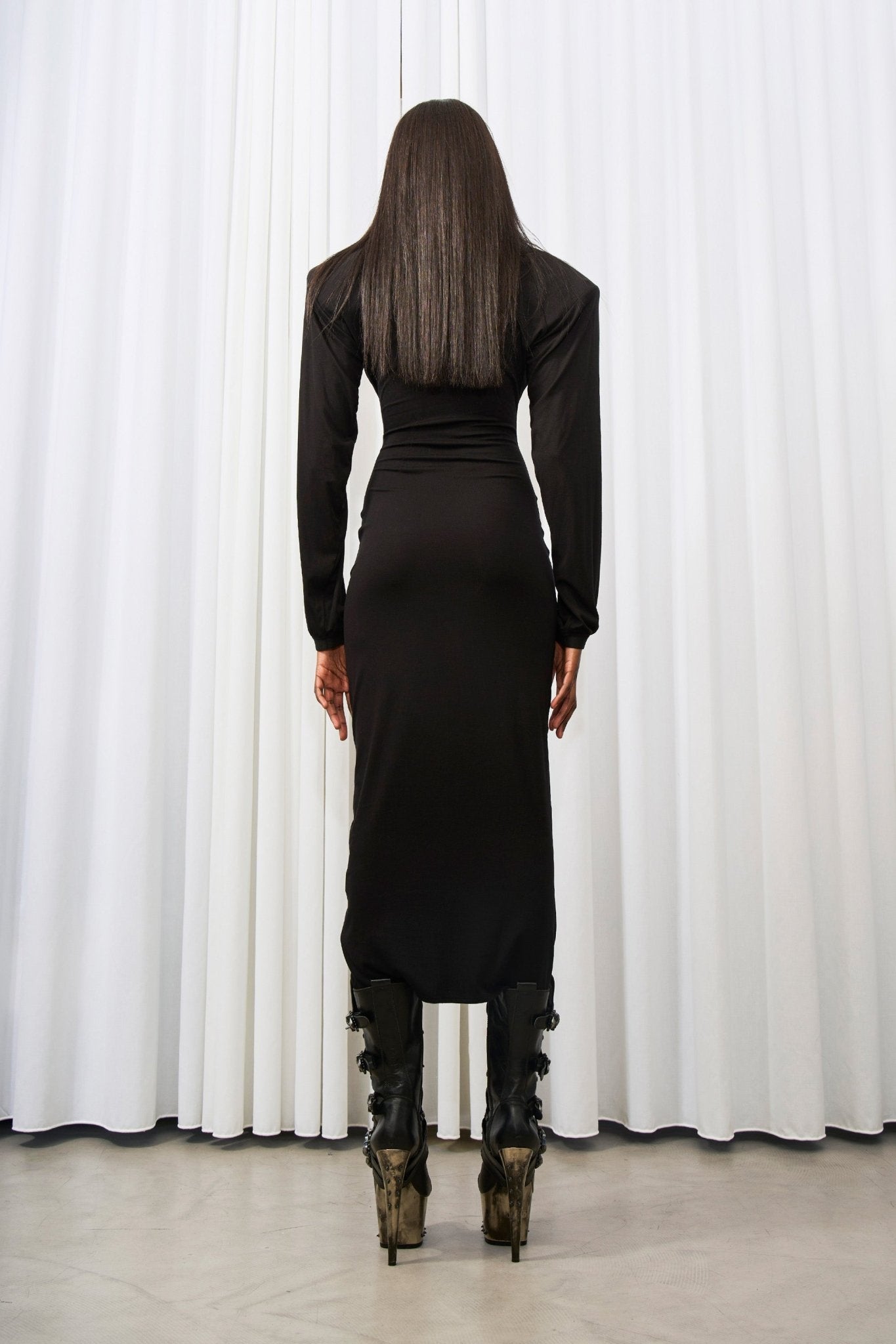 NAMILIA Crystal Trash Long Dress - Black, xs