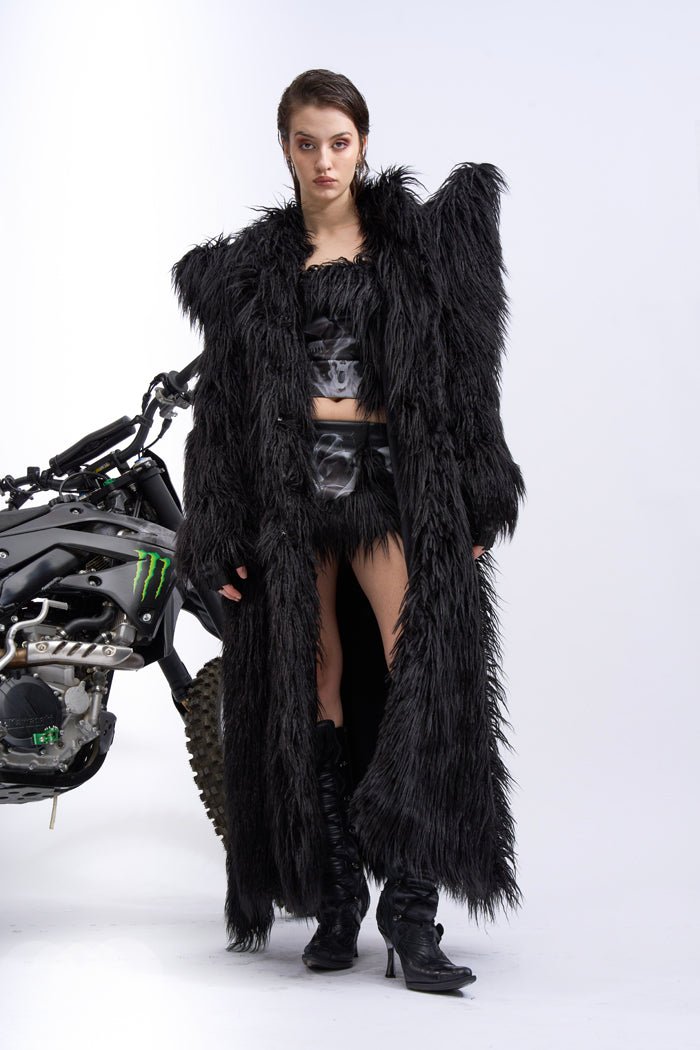 NAMILIA doomsday faux fur coat - black, s