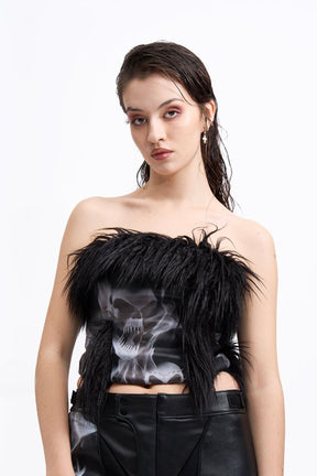 NAMILIA doomsday faux fur corset - black, xs