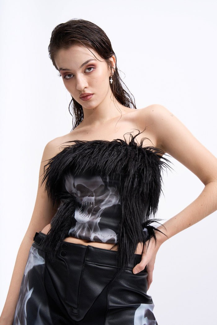 NAMILIA doomsday faux fur corset - black, xs