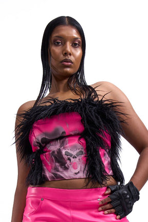 NAMILIA doomsday faux fur corset - pink, xs