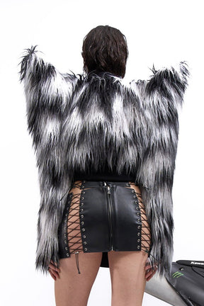 NAMILIA doomsday faux fur crop jacket - camo, xs