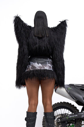 NAMILIA doomsday faux fur mini skirt - black, xs