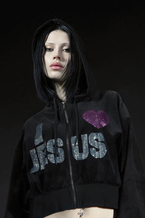 NAMILIA I Love Jesus Velour Jacket - Black, xs