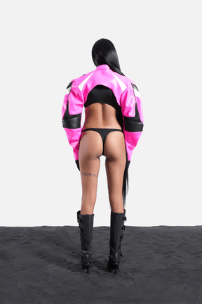 NAMILIA moto choker jacket - XS, pink