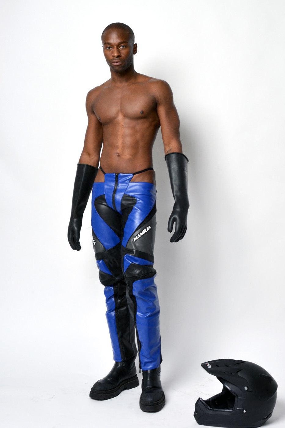 NAMILIA moto thong pants - XS, blue