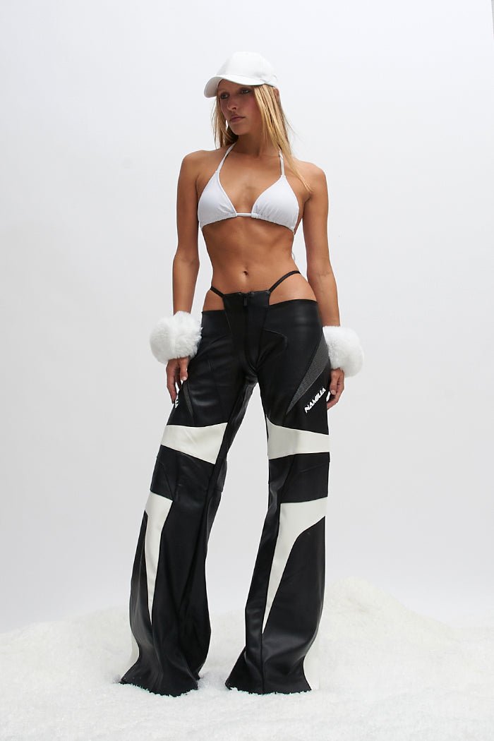 NAMILIA oversize moto thong pants - black/white/grey, xs