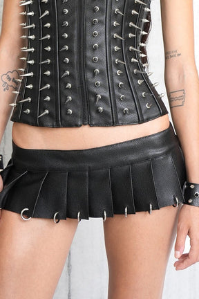 NAMILIA pleated mini skirt with rings - black, xs
