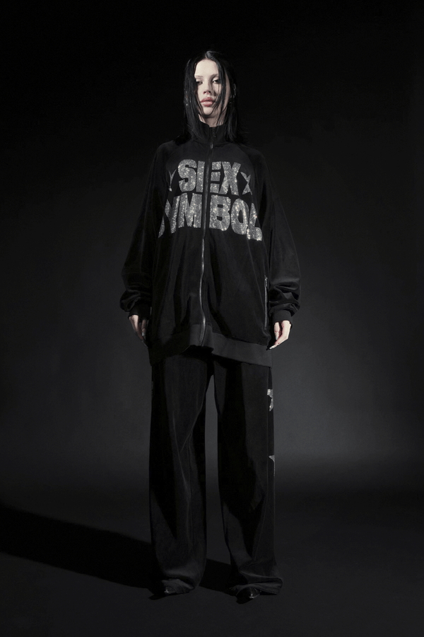 NAMILIA Star Velour Tracksuit Pants - Black, xs - Black