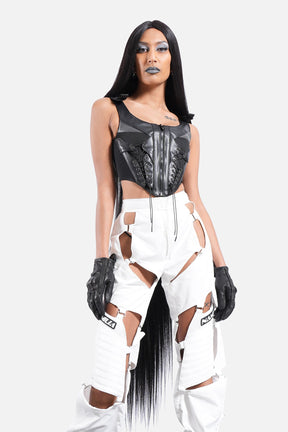 NAMILIA techno lacing corset top - XS, black